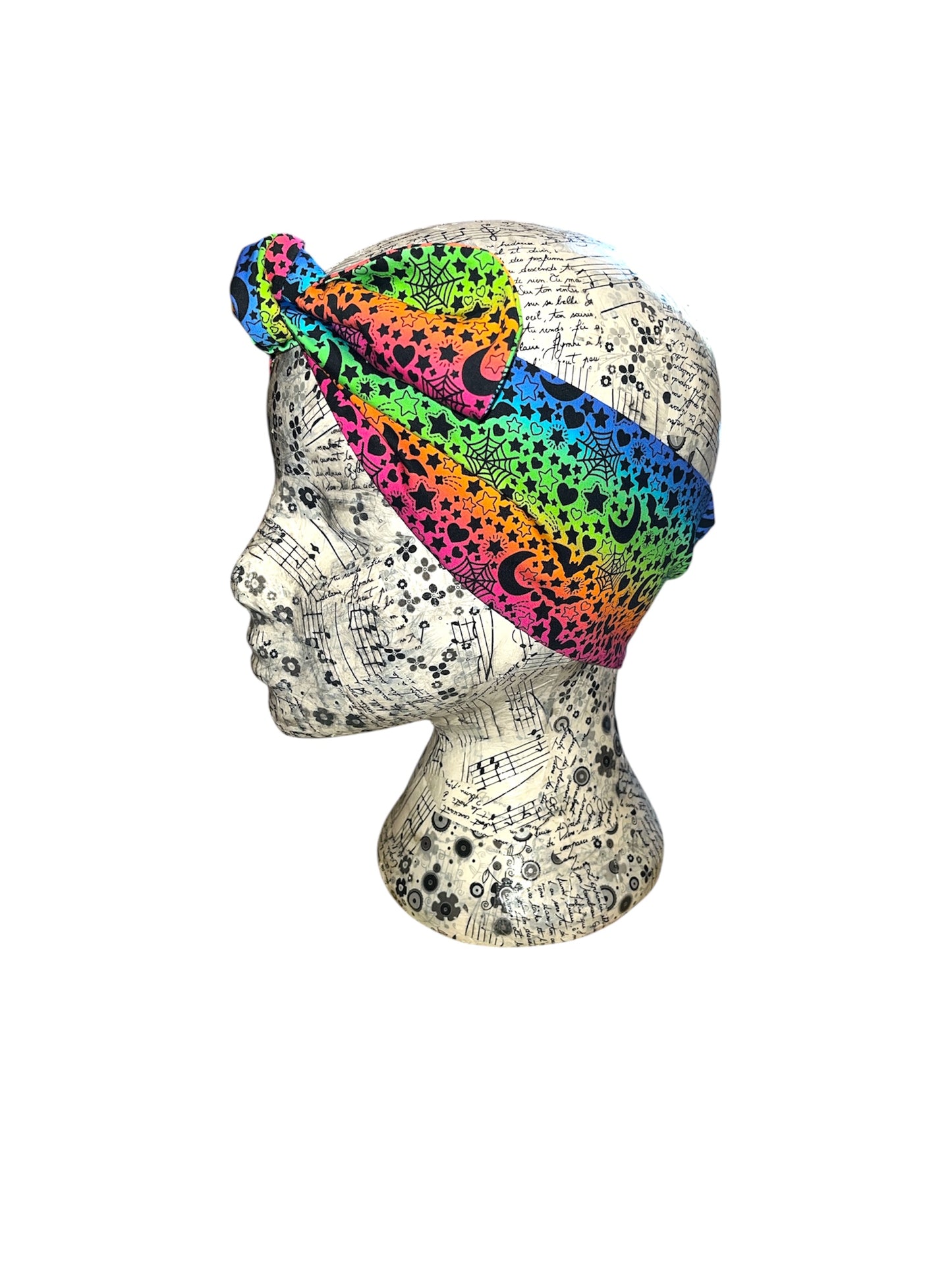 Bright rainbow spooky night headband
