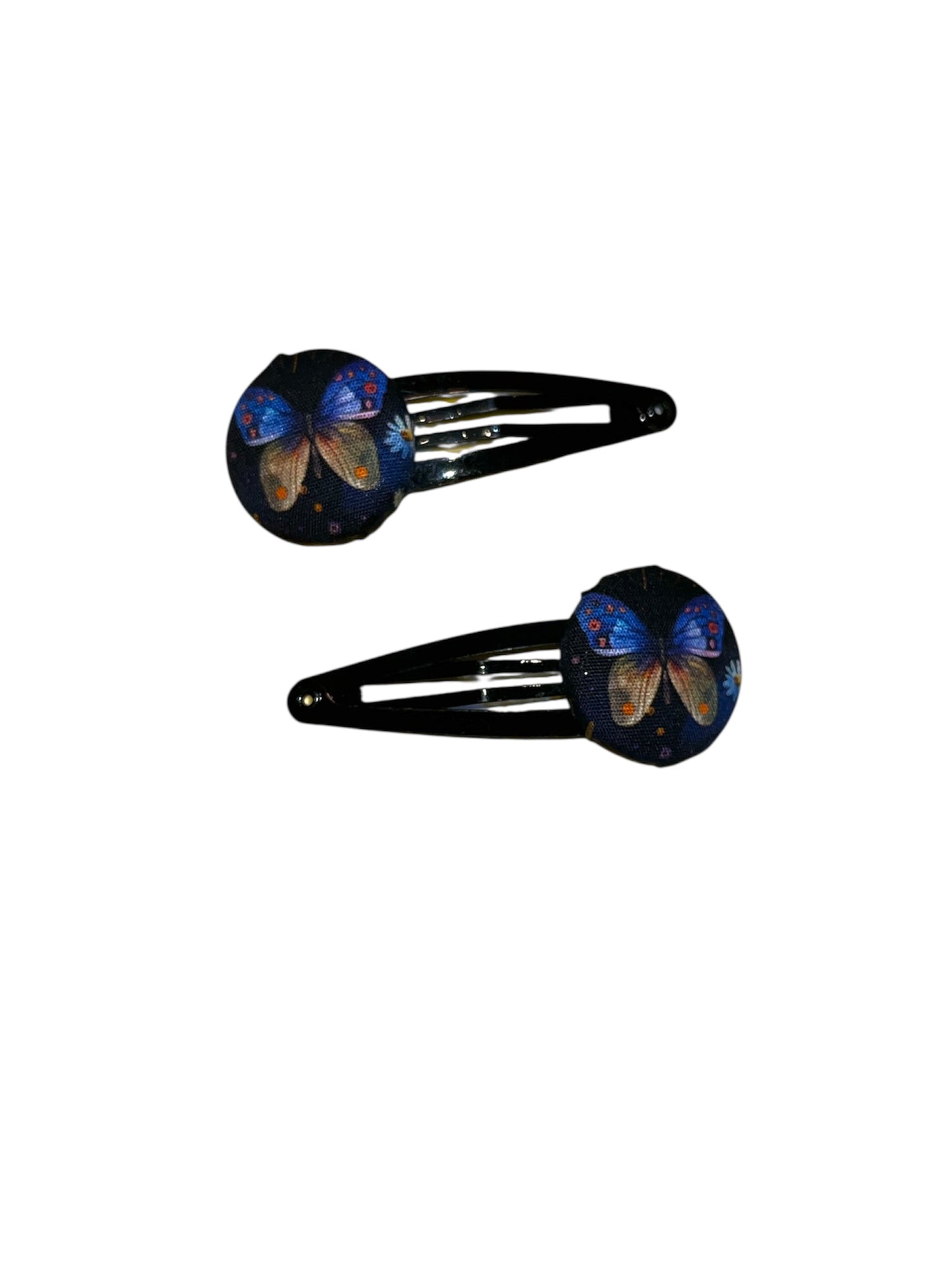 Fabric button hair clips (black)