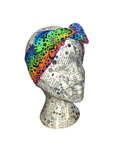 Bright rainbow spooky night headband