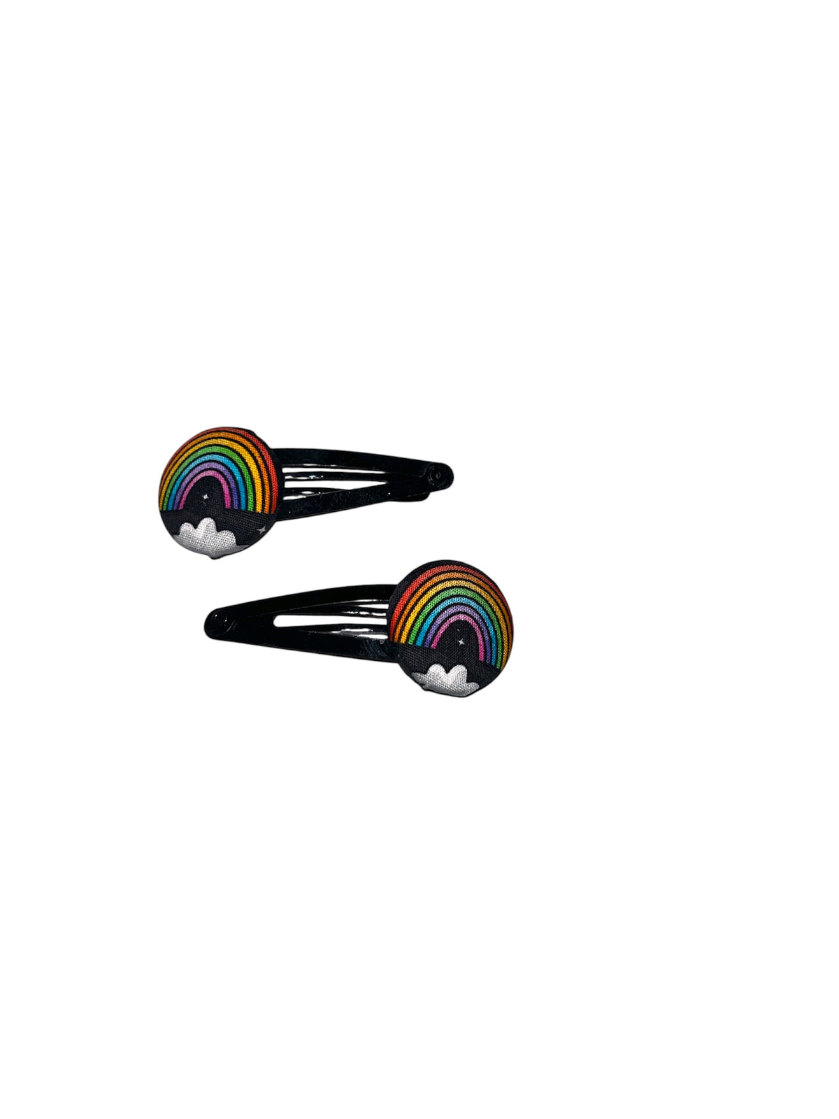 Fabric button hair clips (black)