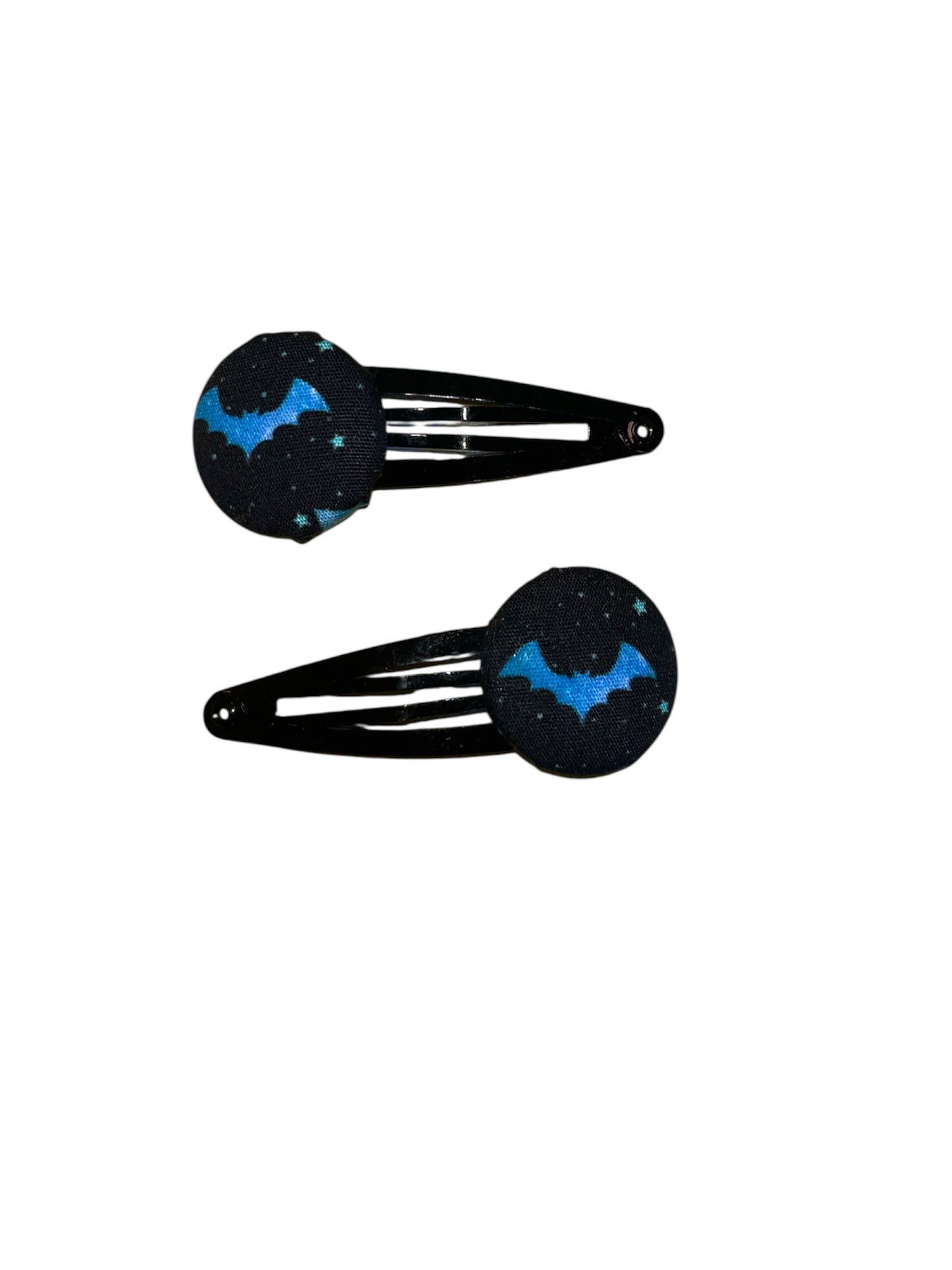 Fabric button hair clips (black)