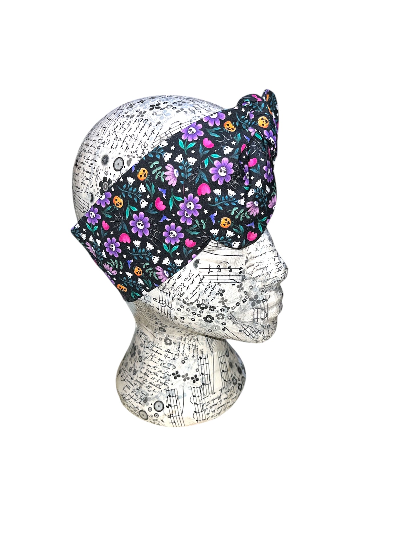 Spooky flowers self tie/ wired headband