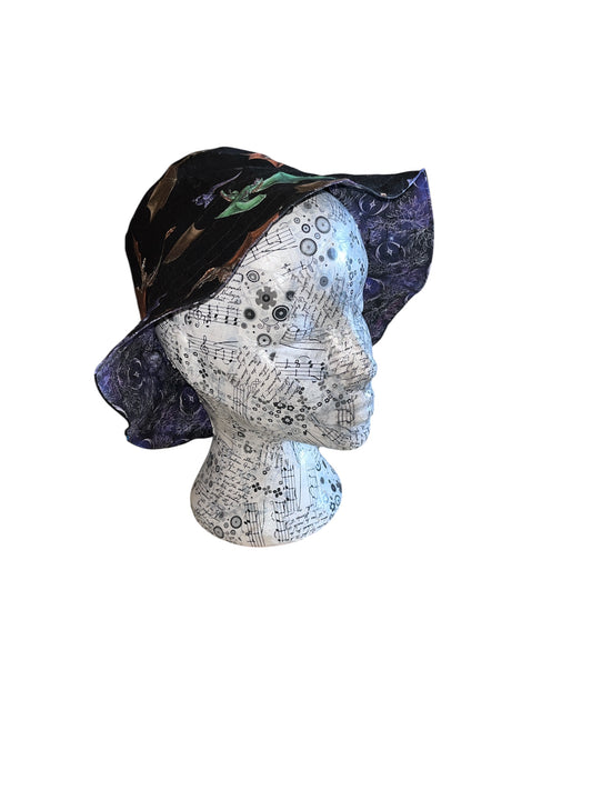 Reversible dragon/celestial floral bucket hat
