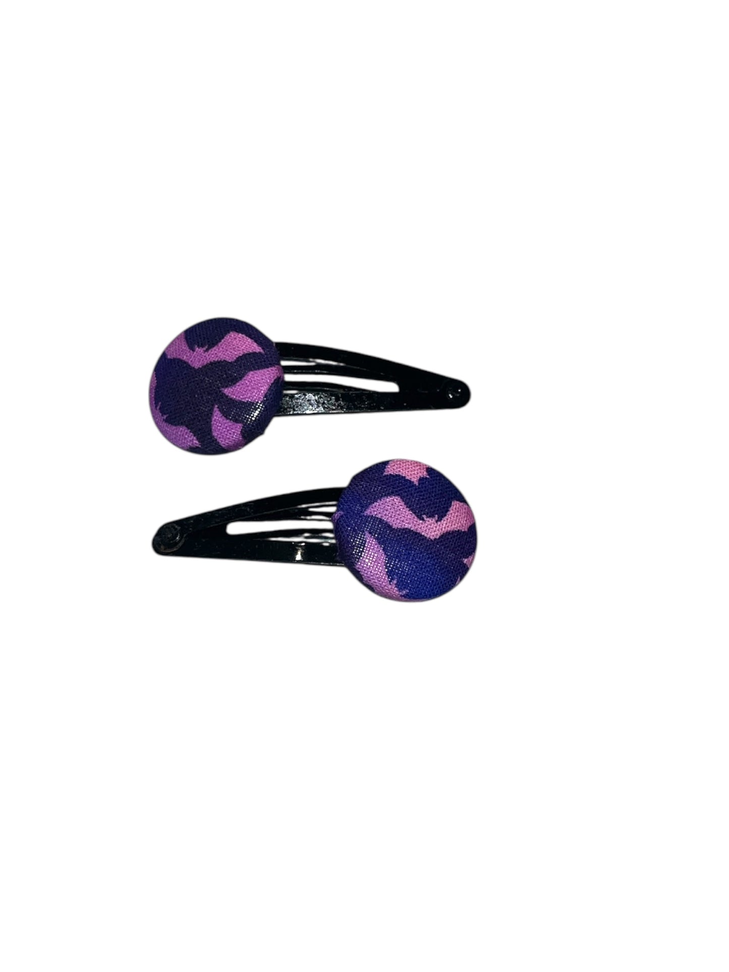Fabric button hair clips (black)