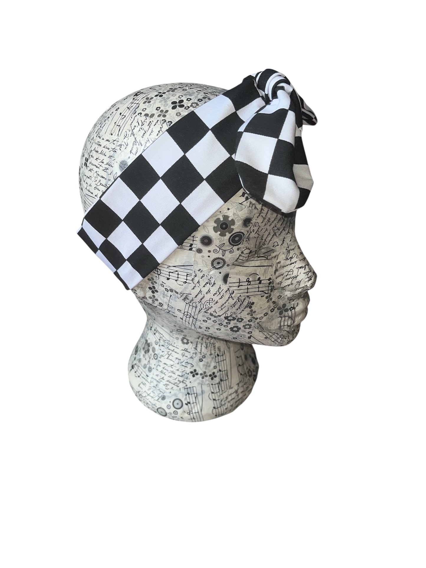 Black and white checkerboard headband