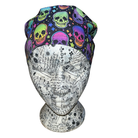 Rainbow skull scrub cap