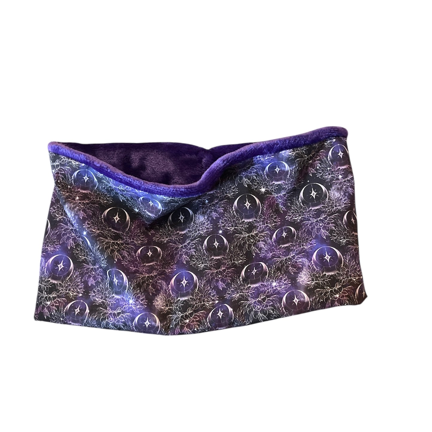 Floral celestial purple fleece lined snood