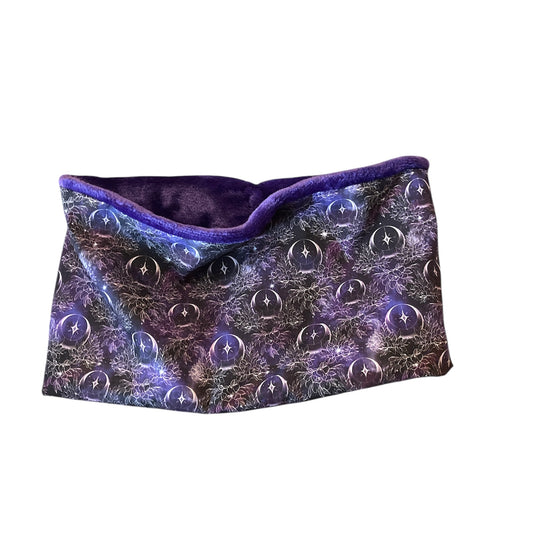 Floral celestial purple fleece lined snood