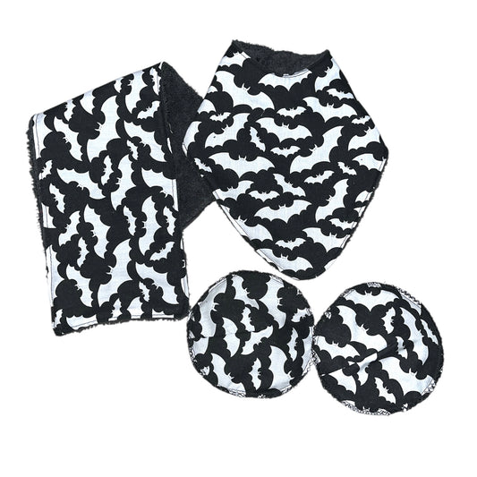 Bats towelling backed reusable baby set