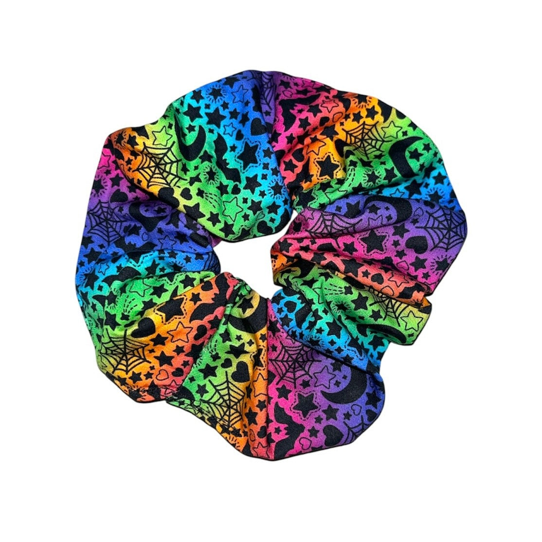 Bright rainbow spooky night scrunchies