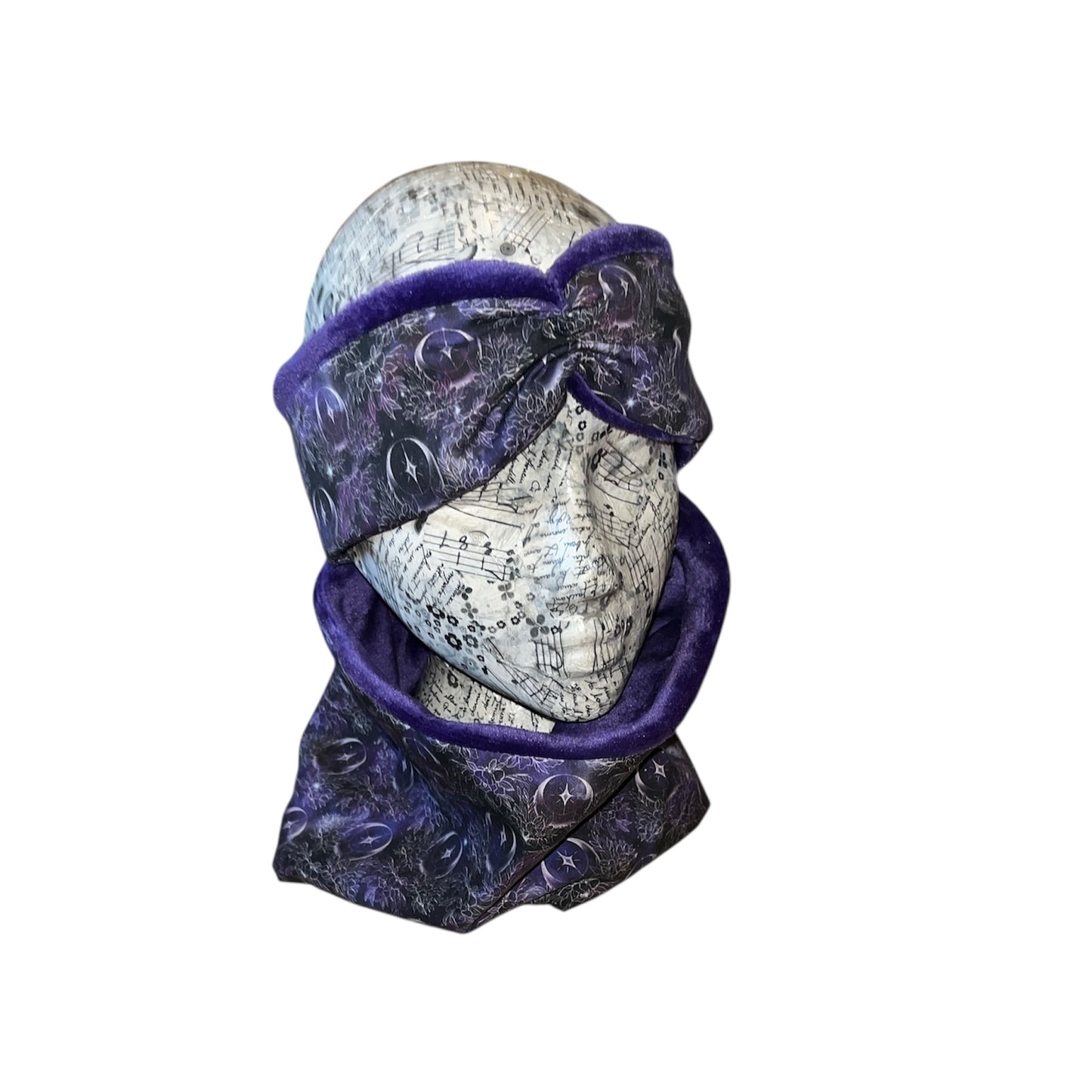 Floral celestial purple fleece lined snood