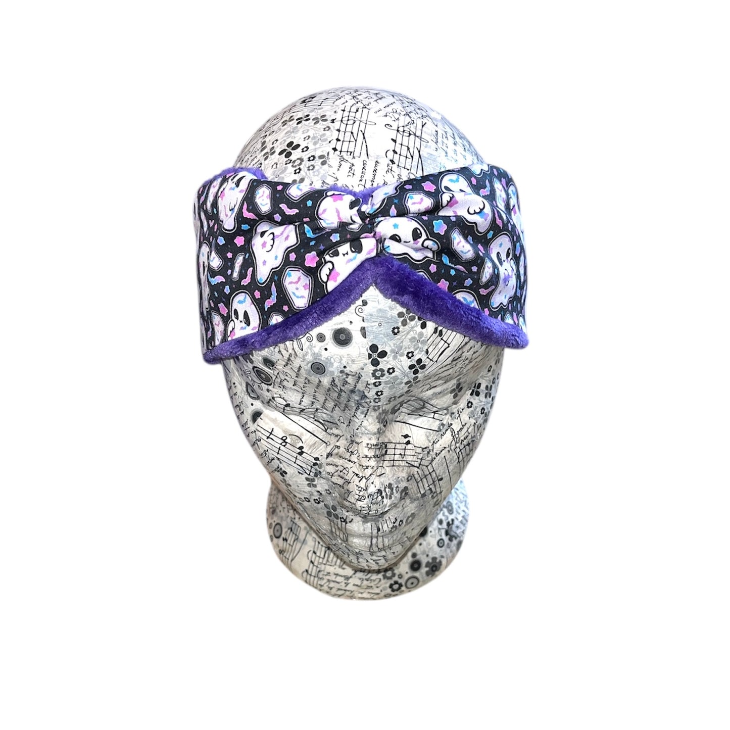 Cute ghostie purple fleece lined Headwarmer