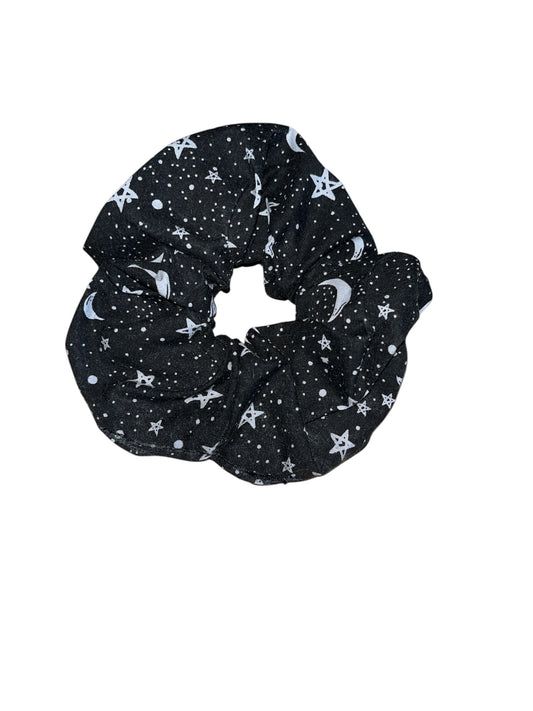 Black and white star & moon scrunchies