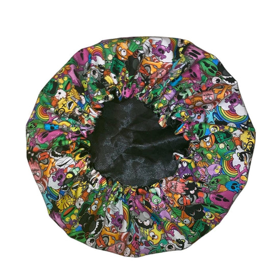 Colourful monster Satin lined hair bonnet