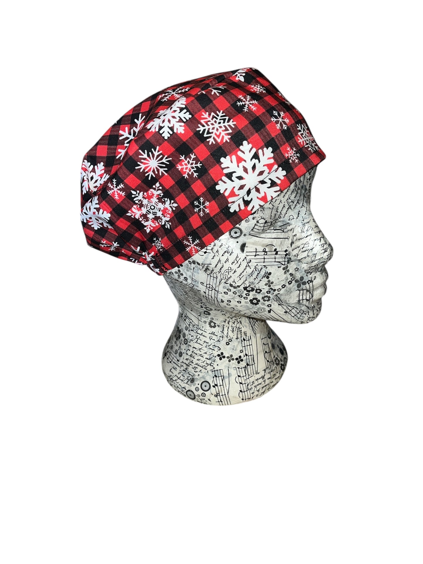 Checked snowflake festive scrub cap