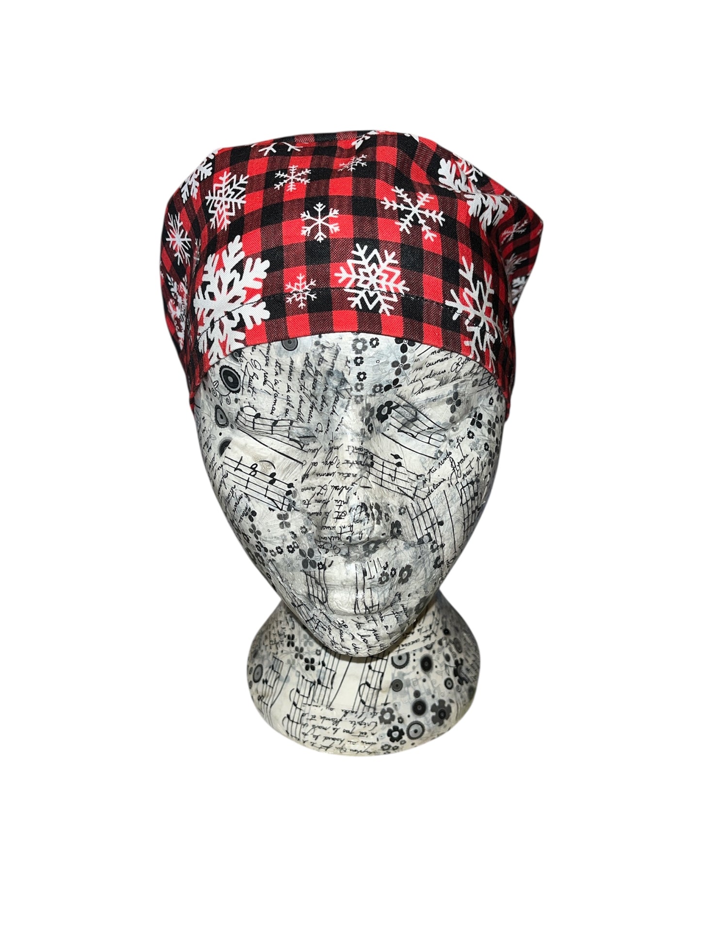 Checked snowflake festive scrub cap