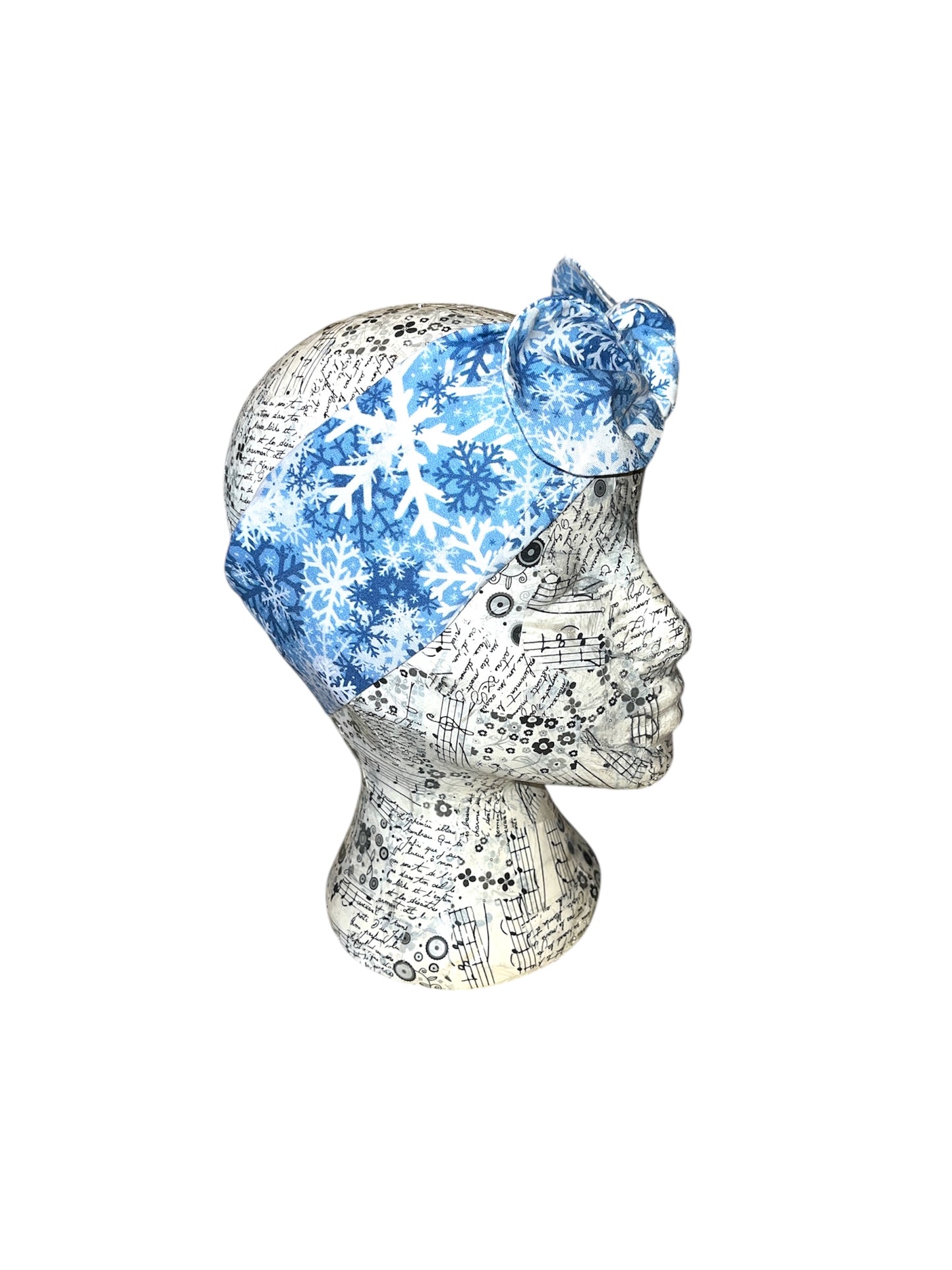 Blue and white camo snowflake headband.