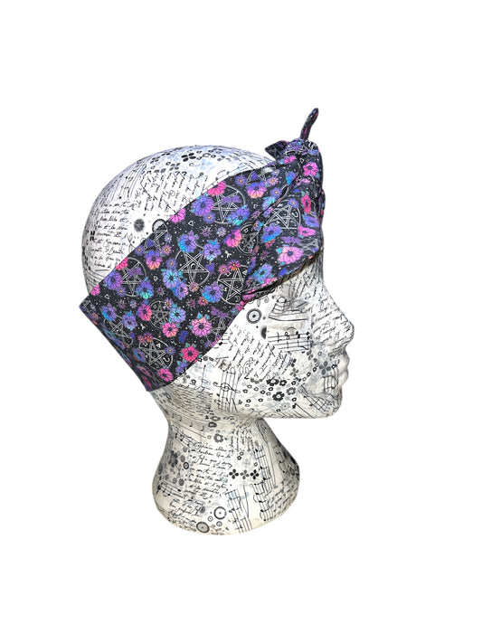 Floral pentagram self tie/ wired headband