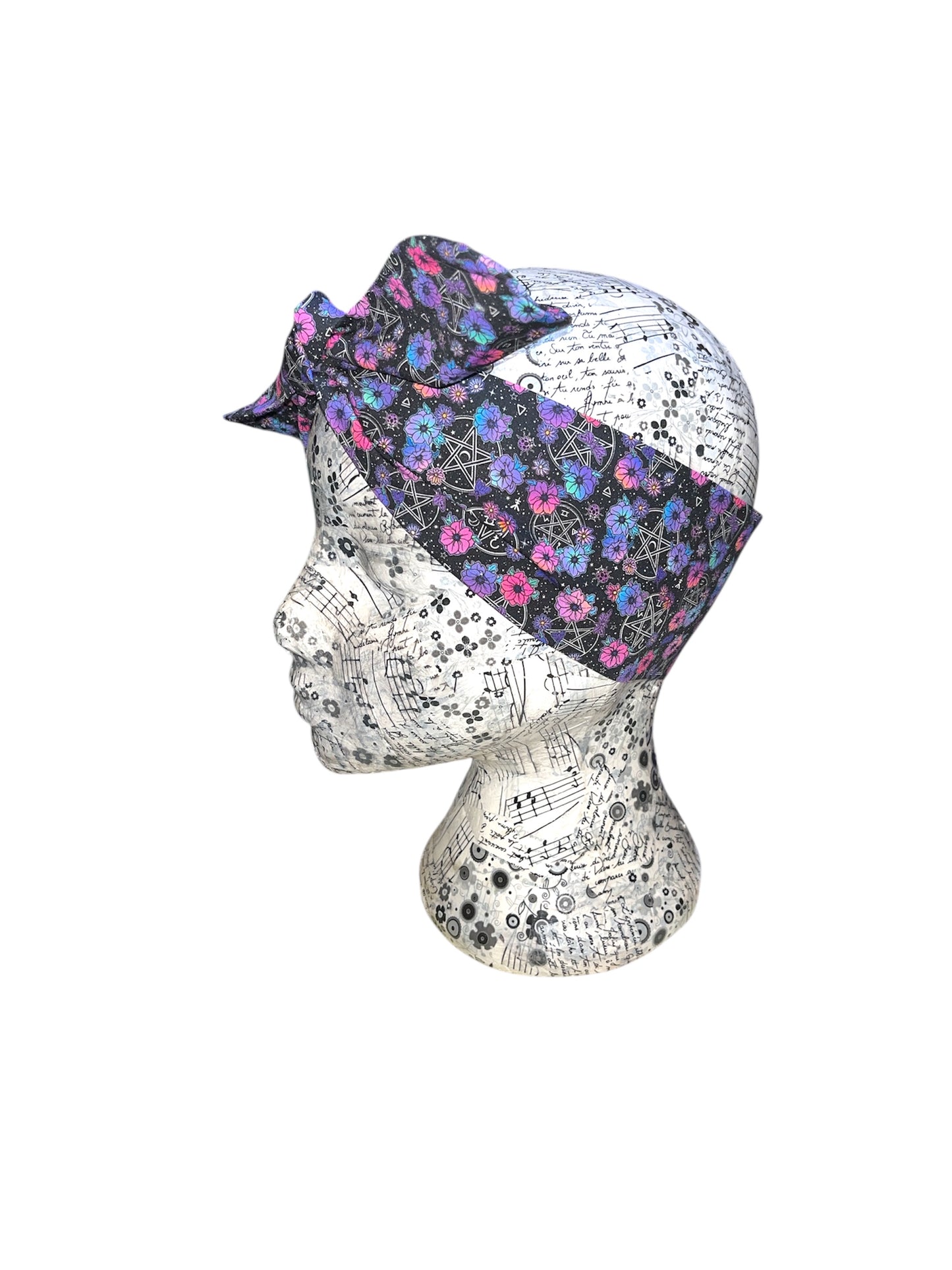 Floral pentagram self tie/ wired headband