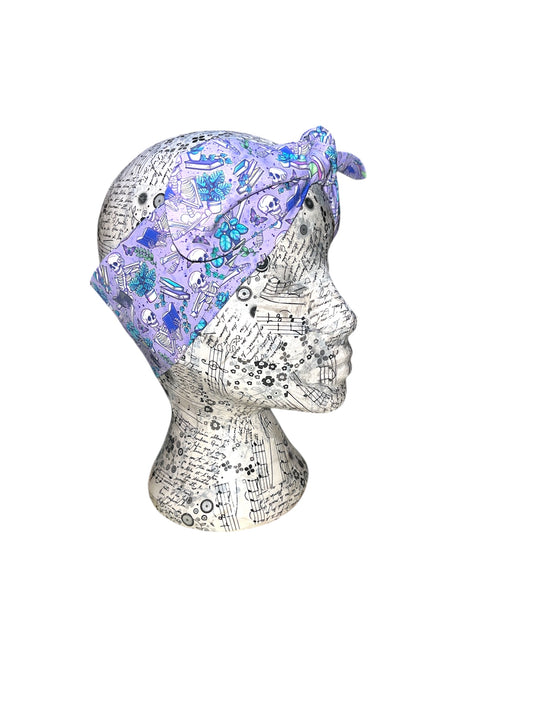 Book reading skeleton self tie/ wired headband