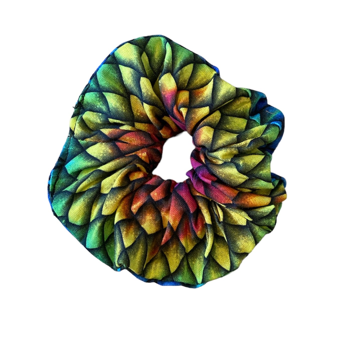 Rainbow dragon scale Scrunchie